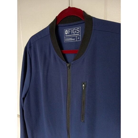Figs Jacket Mens Medium Blue Scrubs Full Zip Bomber Technical Collection Nurse - Picture 8 of 15